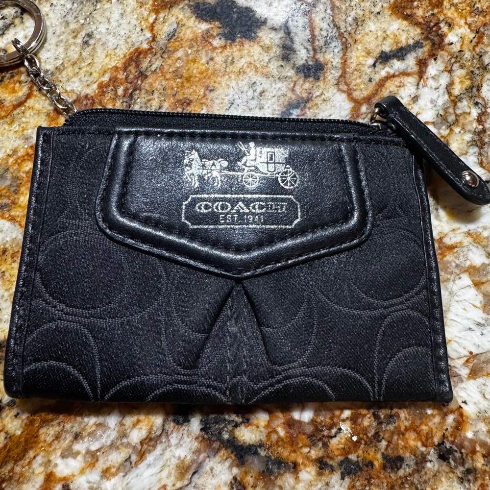Coach Black Signature Coin Pouch